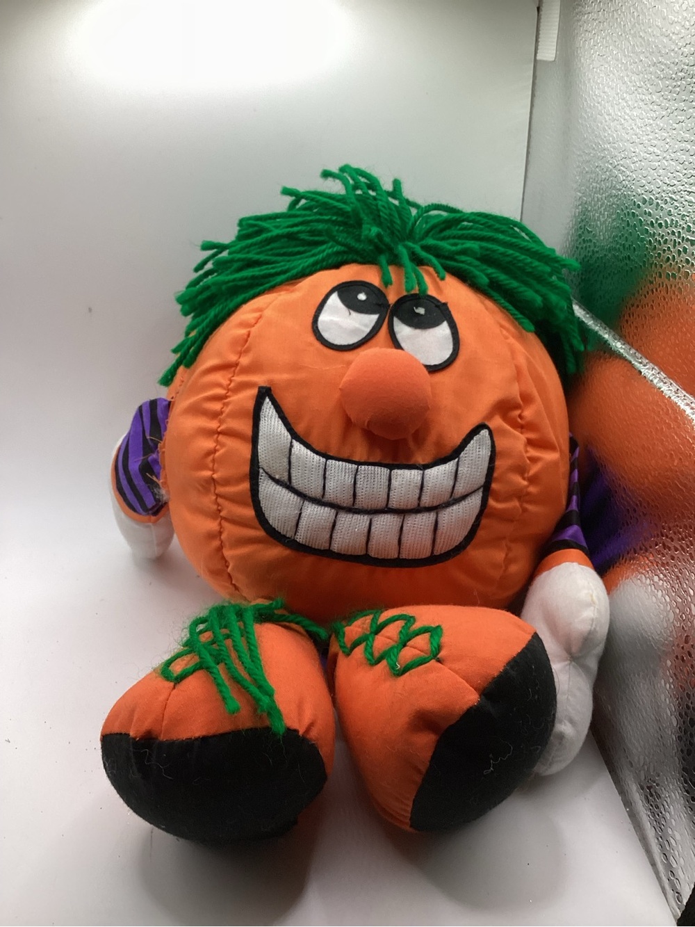 vintage 1990s Joelson Plush Pumpkin Halloween stuffed toy